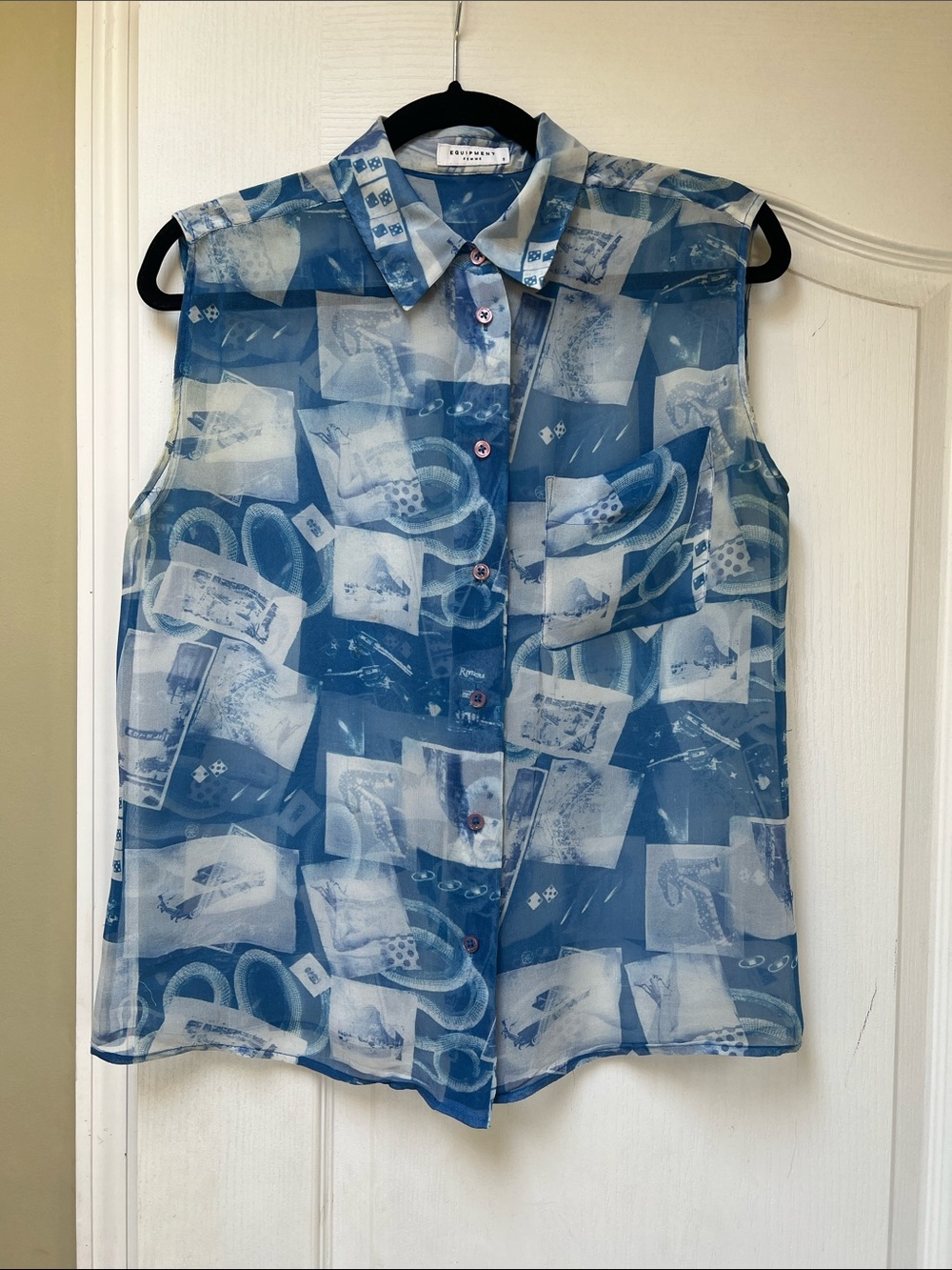 Equipment Blue Printed Silk Blouse